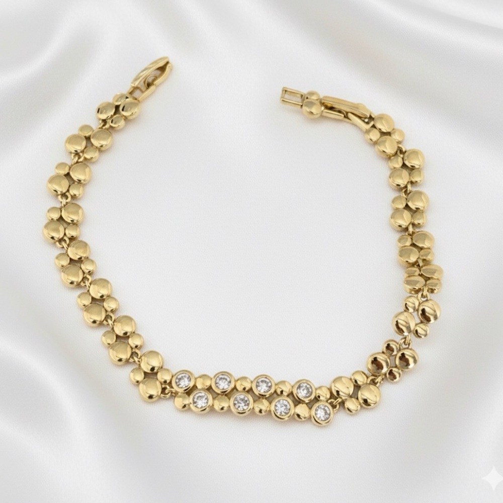 Bezel Bracelet | Gold | 14k Gold Plated Crystal Luxury Jewelry